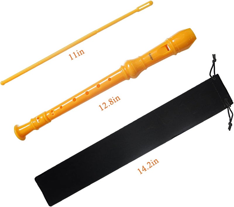 Farcaya 2-Piece Soprano Recorder Instrument for Beginners German Style C Key 8 Hole Descant with Clean Rods 2 Storage Cases (Yellow+White) - Image 5